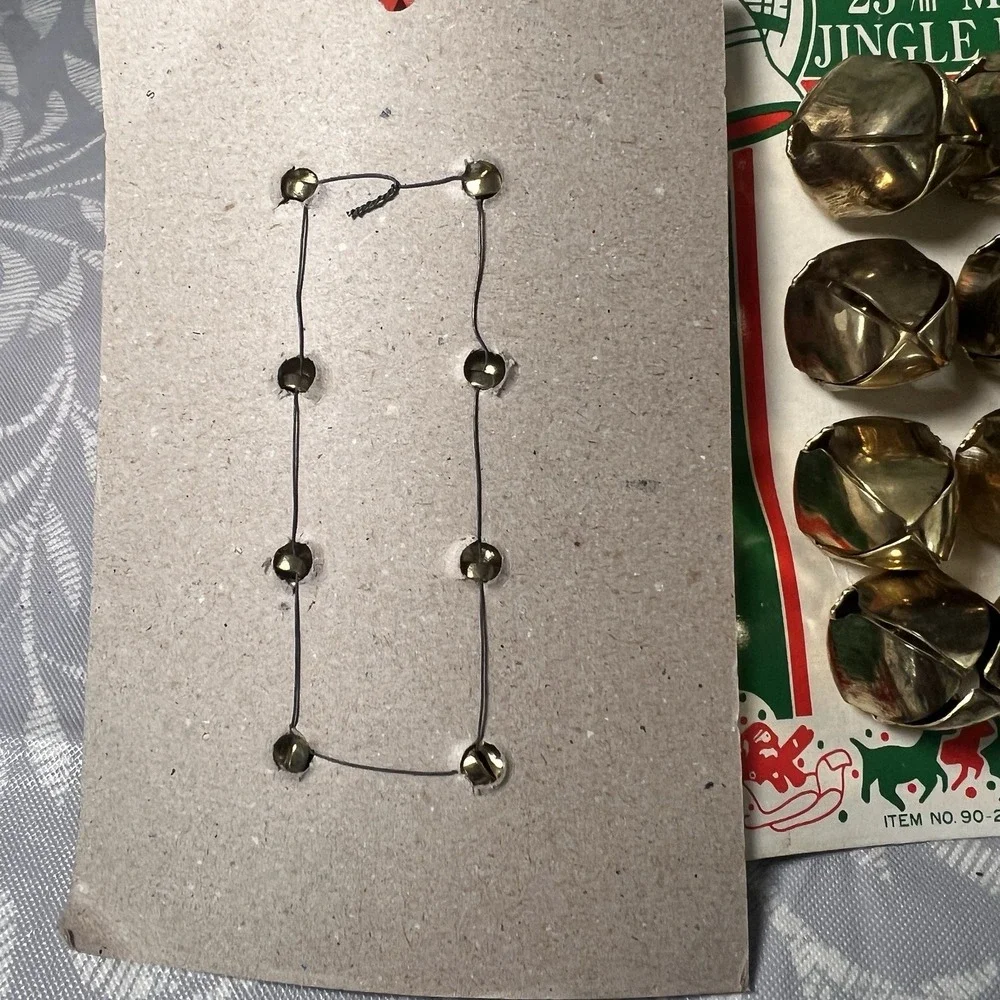 Vintage 25mm Metal Jingle Bells 2 Sets of 8 Goldtone Bells Craft Christmas Decor
